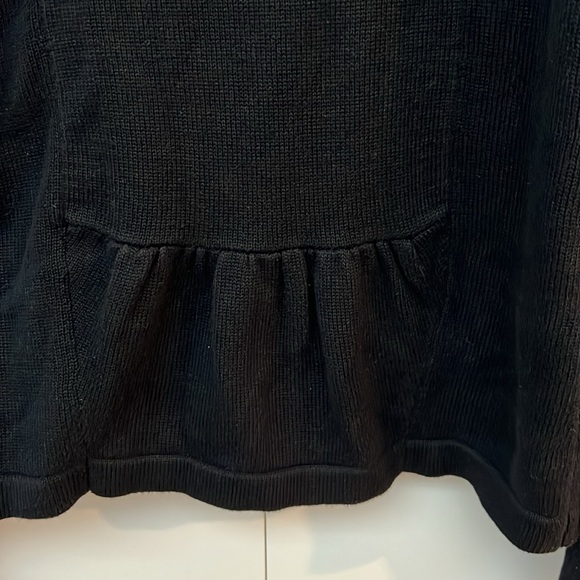 TWIK | Black Button-down Cotton Cardigan with Bow Accent - Picture 7 of 7